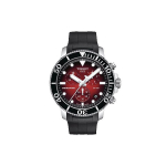 Tissot Seastar Seeria Kvartsmehhanismiga 300 Meetrit Veekindel Kell 45,5 Mm Punane T&auml;hik Roostevabast Terasest Korpus Kummirihm T120.417.17.421.00 Red Watch Dial