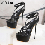 Eilyken Suvised Avatud Varba Platvormiga Super Stiletto Kontsaga Sandaalid Naistele Pandlaga Rihmaga Strippari Peo Kingad Zapatillas De Mujer 34 must