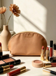 BURBERRY Beež Nailonist Kest Meigikott Reljeefne Logo Kaasaskantav Reisi Kosmeetikakott Naistele Igap&auml;evaseks Puhkuseks pruun