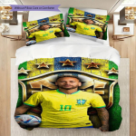 Ikooniline Neymar Jr S&auml;rgi Kunst Voodipesu (1 * tekikott + 2 * padjap&uuml;&uuml;ri, ilma s&uuml;damikuta) 2D tasane tekikott ja padjap&uuml;&uuml;r Pehme ja mugav 135x200cm