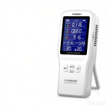 Uus kaasaskantav 9-&uuml;hes &otilde;hukvaliteedi detektor PM2.5 PM10 HCHO TVOC CO CO2 AQI temperatuur niiskus multifunktsionaalne LCD digitaalne &otilde;hukvaliteedi monitor koduks valge