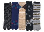 Tabi Jaapani 5-osaline meeste sokikomplekt, Muster, Kahevarbaga sokid, gray