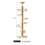 Mitmetasandiline t&auml;ispuidust kassipuu ronimistorni, pesakoja, kraapimislaudi ja interaktiivsete m&auml;nguasjadega TT01 [Upgraded Solid Wood Multi-layer Board] beige