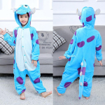 Laste Sully Mike Kost&uuml;&uuml;mid Armas Naljakas Halloweeni Kombinesoon Poisid T&uuml;drukud Kigurumi Pidžaama Anime Komplekt Talvine &Uuml;hesosaline Soe Flanell &Uuml;likond 4T(fit 85-104cm) sinine