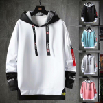 Kevadine kapuutsiga pusa meestele Hip Hopi dressipluus Streetwear Vabaaja Mood Meeste riided Korea Harajuku L&otilde;tv &Uuml;hev&auml;rviline Kampsun Kapuutsiga S valge