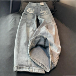Naiste K&otilde;rge V&ouml;&ouml;koht Kirjatr&uuml;kiga Pesu Lai Jalg Teksap&uuml;ksid Harajuku Mood Lihtne Mitmek&uuml;lgne L&otilde;tv Vabaaja Denim P&uuml;ksid S white