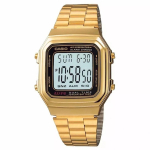 Casio Classic Kuldne Terasest Digitaalne Unisex K&auml;ekell - A178WGA-1A / Digitaalkell, Ehtne Casio black
