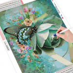 5D teemantmaali &uuml;mmargune liblikas ja lilletikandid Pilt Rhinestone Diamond 20X30