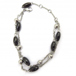 Les Tr&eacute;sors De Lily [K3403] - Bracelet Acier 'Roxane' noir argent&eacute; must