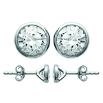 Les Tr&eacute;sors De Lily [L7891] - Boucles argent 'Unique' blanc argent&eacute; (rhodi&eacute;) - 5 mm valge