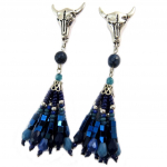 Les Tr&eacute;sors De Lily [P3598] - Boucles Cr&eacute;ateur 'Navajos' argent&eacute; bleu sinine