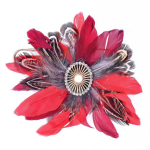 Les Tr&eacute;sors De Lily [Q5773] - Broche Cr&eacute;ateur 'Cheyennes' rouge dor&eacute; - 10x10 cm punane