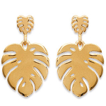 Les Tr&eacute;sors De Lily [Q6626] &ndash; kullatud &bdquo;Jungle&rdquo; k&otilde;rvar&otilde;ngad &ndash; 20x12 mm (monstera) kuld