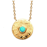 Les Tr&eacute;sors De Lily [Q8456] - Collier Plaqu&eacute; Or 'Cl&eacute;opatra' turquoise dor&eacute;  - 14 mm t&uuml;rkiissinine