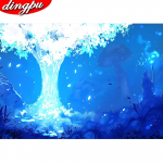 5D teemantmaal maastik t&auml;ispuuritud tikandid juga Kodukaunistus mosaiik k&auml;sitsi valmistatud kingitus 20X30CM