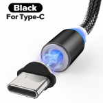 VAORLO USB-magnetiline laadimiskaabel koos C-t&uuml;&uuml;pi pistikuga Lihtne laadimine XiaoMi Huawei Fashion laadimiskaabli jaoks Mugav laadija must