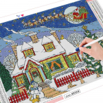 5D DIY Teemantmaal Talvine Teemanttikandid Maja Mosaiik M&uuml;&uuml;k Maastiku J&otilde;ulu Gif Kodukaunistus Seinakunst Full Round (20X30CM)