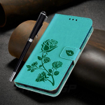 Nahk&uuml;mbris Samsung Galaxy A12 Cover Rose Flower Magnetic Flip Wallet Case jaoks Samsung A12 5G telefoni&uuml;mbriste jaoks Samsung A 12 Cover Fundas Coque jaoks Samsung Galaxy A12 5G roheline