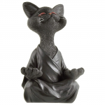 Kapriisne must Buddha kassi kujuke, meditatsioon jooga kogutav &otilde;nnelik kassi sisekujundus Kunstskulptuurid Aiakujud Kodukaunistus must