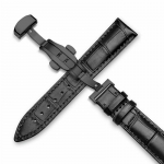 Ehtsast nahast k&auml;ekellarihma komplekt Elegantne 18/20/22/24mm kinnitusklambriga liblikpandla isetegemine Black Buckle-24mm