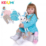 KEIUMI 24 tolline silikoonist Reborn Baby Doll 60 cm vasts&uuml;ndinud t&auml;idisega Printsess Reborn Bebe m&auml;nguasjad riidest kehanukk lastele s&uuml;nnip&auml;evaks j&otilde;ulukingitus 60 cm