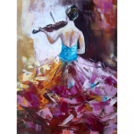 5D DIY Teemantmaaling Viiul Naine Ristpistes Komplekt t&auml;ispuurtikandid Teemantmosaiik Kunst Pilt Kristallk&auml;sit&ouml;&ouml; Kodukaunistus Full Round 20x30CM