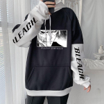 Anime Bleach Harajuku Ichigo Kurosaki Manga kapuutsid gooti multifilmi t&auml;navar&otilde;ivad pikkade varrukatega &uuml;lisuur meeste talvekapuutsiga kampsun 4XL must