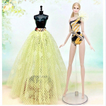2tk/komplekt Ujumiskost&uuml;&uuml;m ja triibuline seelik Kleit Barbie jaoks Nukule Riided Monokini Ujumisriided Aluspesu 1/6 Nukud Aksessuaarid Laste M&auml;nguasjad DIY kollane