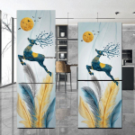 P&otilde;hjamaade p&auml;evalille k&uuml;lmkapi kleebis T&auml;iskilega k&ouml;&ouml;gin&otilde;ud Isekleepuv veekindel kaheukseline s&uuml;gavk&uuml;lmikukapi kaunistus Seinapilt 40x120cm(1 pcs)