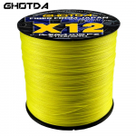 GHOTDA uus X12 Super Strong 500M 12 haruga p&otilde;imitud &otilde;ngen&ouml;&ouml;r, multifilament PE n&ouml;&ouml;r, merevee p&uuml;&uuml;gitarbed 25 30 39 50 65 77 92 120 LB 4.0 kollane