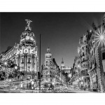 5D DIY teemantmaal Must-valge Madrid City Night Teemanttikandid T&auml;ismosaiikkomplektid Ristpistes Kodukaunistus K&auml;sitsi valmistatud kingitused Round 20x30cm