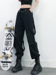 harajuku suvine k&otilde;rge v&ouml;&ouml;kohaga naiste &uuml;lem&otilde;&otilde;dulised laia s&auml;&auml;rega naiste cargo p&uuml;ksid baggy haaremp&uuml;ksid hip hop naiste p&uuml;ksid jogger S must