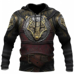 Urban Trend Cosplay Style Meeste kapuuts kevade ja s&uuml;gise Kvaliteetsed Viimistletud Mustrid Viking Myth Totem 3D Prindiga dressipluus 4XL L