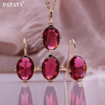 PATAYA ovaalne turmaliini v&auml;rvi kunstlik tsirkoon k&otilde;rvar&otilde;ngas ripats kaelakee t&auml;iuslik kombinatsioon Parim j&otilde;ulukinke komplekt 7