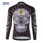 KEMALOCE Autumn Pro pikkade varrukatega jalgratta kampsun Skull Retro meeste t&auml;isvarrukatega tsiklis&auml;rk Meeskonna jalgratta kampsun 2XL must