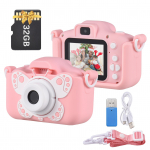 Tomfoto X7 minikaamera lastekaamera digikaamera 1080p videokaamera 20 MP kahe objektiiviga 2,0 tolli roosa