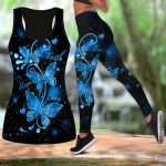 Butterfly Leaf Print Jooga komplekt naistele Moodne 3D Prinditud Treening Retuusid Fitness Sport K&otilde;rge v&ouml;&ouml;kohaga vabaaja joogap&uuml;ksid 2XL helesinine v&auml;rv