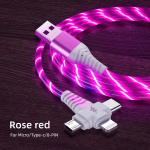 3in1 USB-andmekaabel iPhone16 jaoks 15 14 13 12Pro 11 kiirlaadija laadimiskaabel t&uuml;&uuml;p-c jaoks Samsung Poco X6 X7 Xiaomi 14 15 Redmi NOTE 14 Micro USB juhtmega 2m punane
