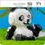 18389 Animal World Panda Bear Bambusest toit Lemmiklooma istumisnuku mudel Mini Teemantklotsid Tellised Ehitusm&auml;nguasi lastele ilma kastita