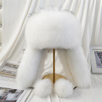 100% ehtsast rebase karusnahast m&uuml;tsid 2022 Uus naiste Ushanka Aviator Trapper suusam&uuml;ts K&otilde;rvaklapp Talvine pesukarukarvast pesapallim&uuml;ts Soe karusnahast m&uuml;ts 55-59cm valge