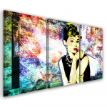 Kolmeosalise pildiga l&otilde;uendiprint Audrey Hepburn Color 60x40 mitmev&auml;rviline