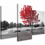 Kolmeosalise pildiga l&otilde;uenditr&uuml;kk Red Tree Landscape 60x40 punane