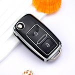2 nupuga Shell Fobi hoidik VW Volkswagen Golfile 4 5 6 Jetta Passat Polo Bora Touran Skoda Seat TPU auto v&otilde;tme korpuse kate must