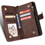 T&auml;ieliku kaitsega nahast mobiiltelefoni&uuml;mbris Samsung Galaxy Z Fold 3 Fold3 5g kaardipesa moodsad &uuml;mbrised Samsung Z Fold 3 jaoks for Galaxy Z Fold 3 pruun