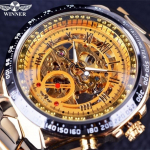 WINNER Spordidisain Kuldne Lunette Kell Meeste Kellad Montre Homme Kell Mees Automaatne Skelettkell Style 2&gold kuld