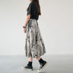 Naiste poolseelik Lihtne retro vihmavarju seelik Splash Ink Print pikk seelik &otilde;hukese osa elastne v&ouml;&ouml;koht poolseelik Plus Size M