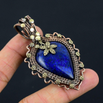Lapis Lazuli v&auml;&auml;riskivist vasktraadist &uuml;mbris k&auml;sitsi valmistatud ripatsist ehe kingitus armastusele 2.76 Inches sinine