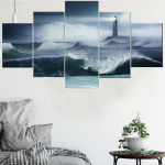 5 tk seinakunst l&otilde;uendimaal majakas tormis meremaali plakat kodu kaunistamiseks pildid moodne elutuba moodul 40X60 40X80 40X100cm gray