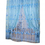 Lilleline t&uuml;ll Voile ukse aken kardina kardina paneel l&auml;bipaistev salli kattevahejaotur sinine