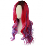 Anime naised Audrey pikk parukas, Cosplay j&auml;reltulijad, 3 erinevat v&auml;rvi kost&uuml;&uuml;mi, kuumakindlad s&uuml;nteetilised juuksed t&auml;iskasvanute lokkis parukad One Size punane